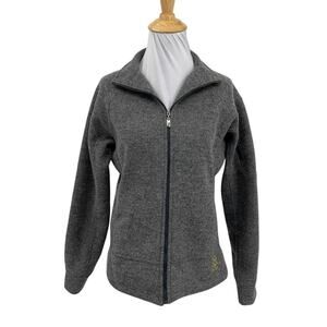 Straight Down Jacket Womens S Small Graphite Wool Blend Full Zip Mock *LOGO